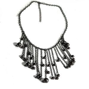 Gunmetal Fringe Bead Necklace - Women Jewelry